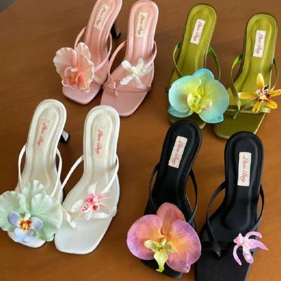 Módní dámské personalizované květinové sandálové doplňky, dekorace přezky na boty s motýlí orchidejí na svršku, sladké květinové doplňky na boty