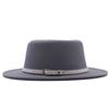 Hat Women's Woolen Top Hat Autumn and Winter Solid Color Retro Gentleman British Style Flat Top Belt Accessories Felt Hat