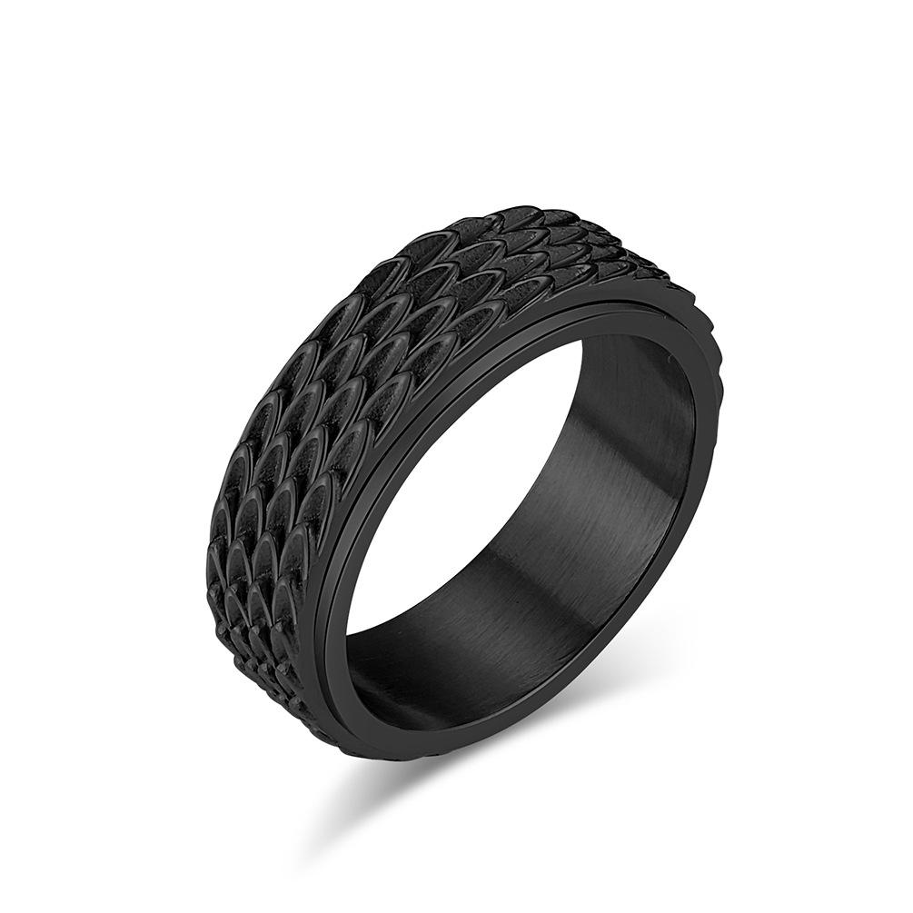 Vintage National Wind Dragon Scale Rotatable Men's Decompression Stainless Steel Finger Ring
