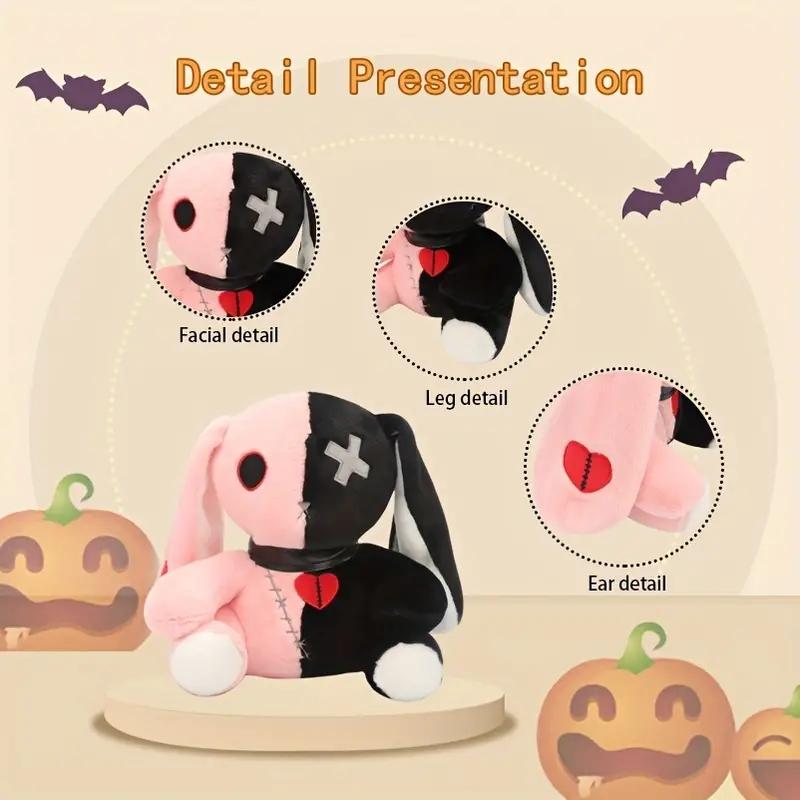 25CM Halloween Stuffed Animal Color Mosaic Reborn Rabbit Cartoon Soft Model for Boys and Girls Christmas Gifts