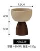 Ceramic High Footed Water Cup Coffee Cups Tea Mug Pudding Cup Ice Cream Cups Wooden Foot Candle Holder Milk Mug Dessert Bowl