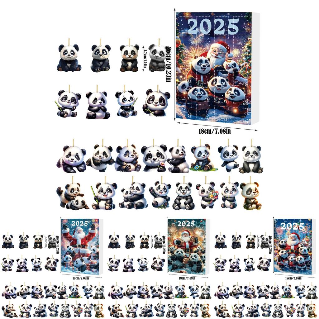 Christmas Panda Advent Calendar Blind Box With 24 Acrylic Decor For Holiday Gift Giving