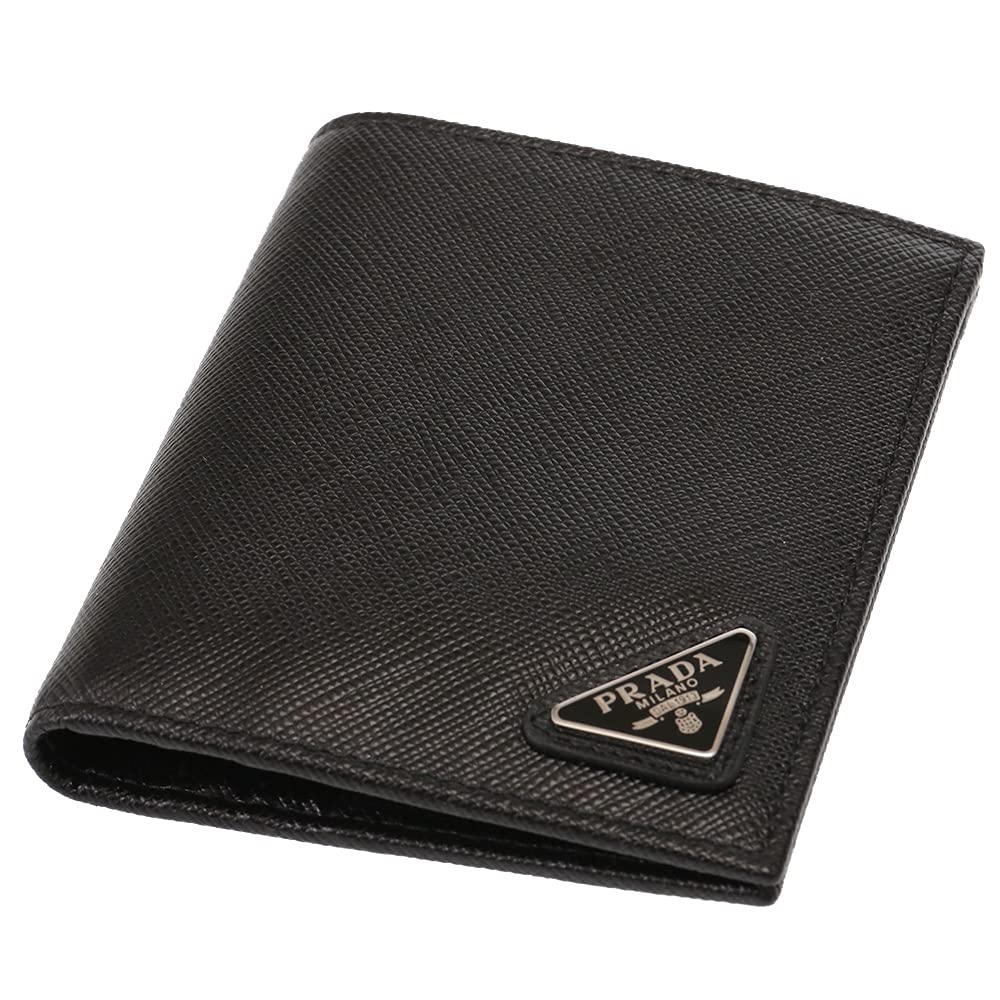 Portofel bifold din piele embosată 2MO004 QHH F0002 SAFFIANO TRIANG Negru [Prada] [Prada] Bărbați [Articol]
