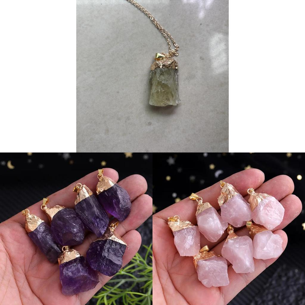 Natural Amethyst Pendant Crystal Raw Stone Necklace For Boho Style Jewelry Collectors