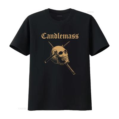 T-shirt CANDLEMASS Crâne Doré Groupe de Rock Gothique Impression Qualité Supérieure Pour Fans de Metal Haut Lavé Vintage Pour le Port Quotidien
