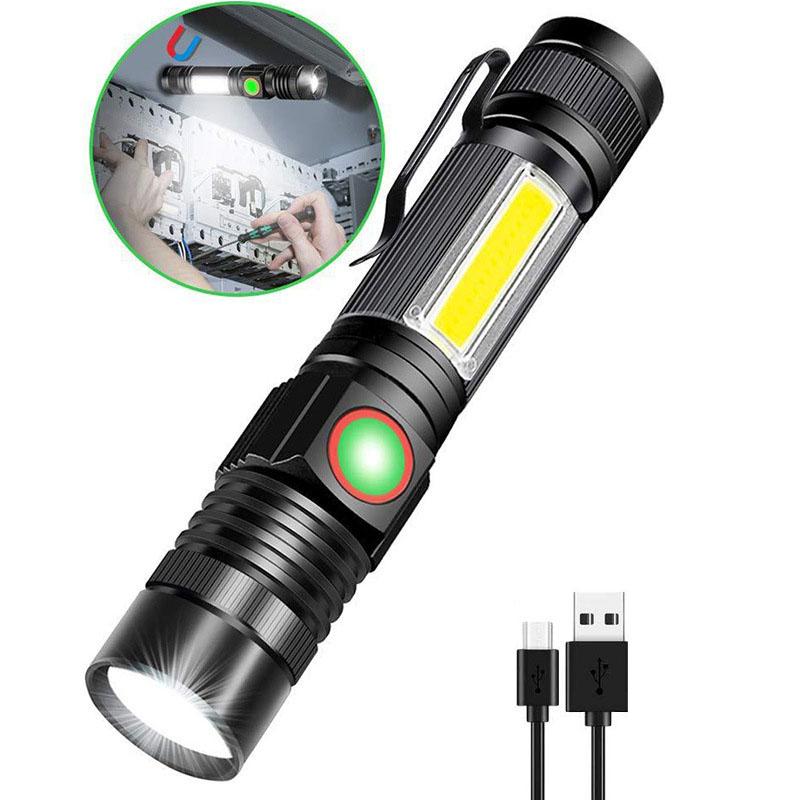 Powerful LED Flashlight Rechargeable UV Light Zoom LED COB High Power Tactical Flashlight Torch Outdoor For Camping Hunting