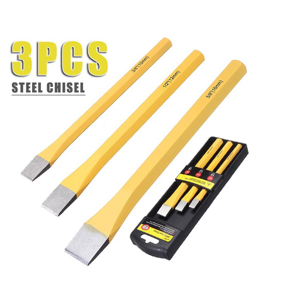 Chrome Vanadium Steel Chisel Flat Chisel 3pcs Set Center Punch Chisels Set Hand Tools Rustless Wood Carving Chisels