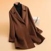 Womens Mid-Length Wool Coat 95% Pure V-Neck Slim Fit Winter Outerwear