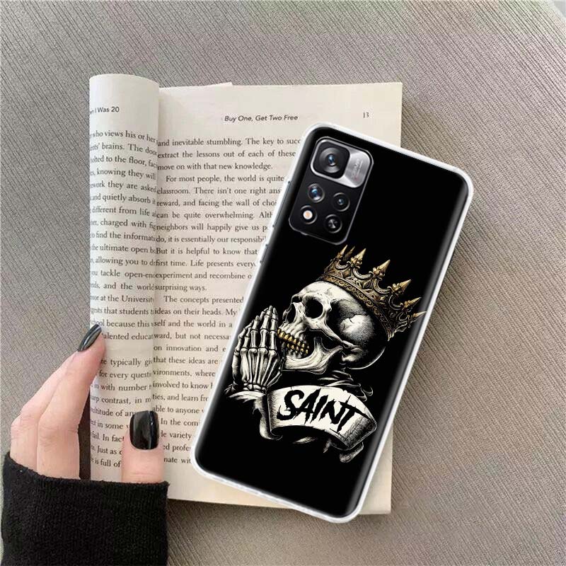 Crown Skeleton Emperor Phone Case For Redmi Note 13 12 Pro Plus 14 15 Pro 5G 11 11T 11E 11S 10 Pro 10S 9 9S Cover Cell Clear TPU