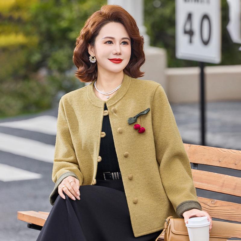 

Spring Wool Coat for Middle-Aged and Elderly Women - Stylish Wide-Leg Design XL (80-95 jin)