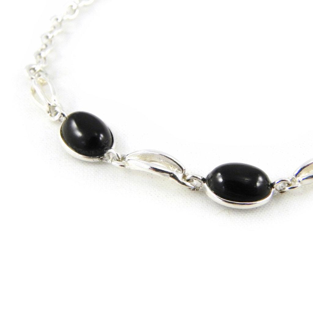 Les Trésors De Lily [H3480] - Bracelet Argent 'Déesse Noir de Jais' noir argenté (rhodié) - 5 mm