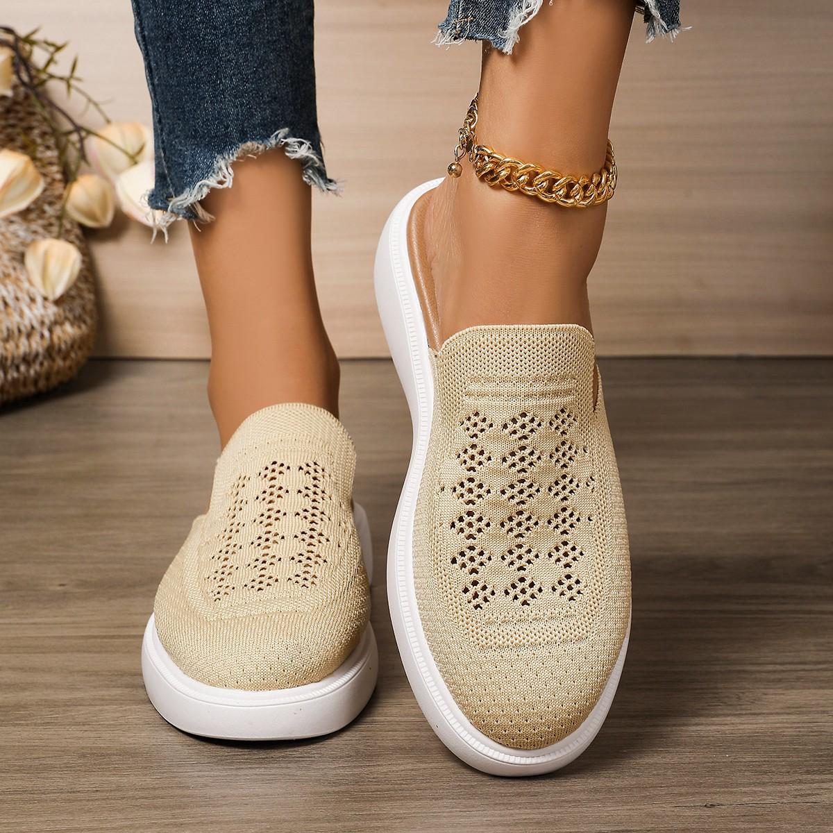 

Обувь на толстой подошве, тапочки, перфорированные носки, дышащая обувь для ленивых и полутапочки 36 хаки