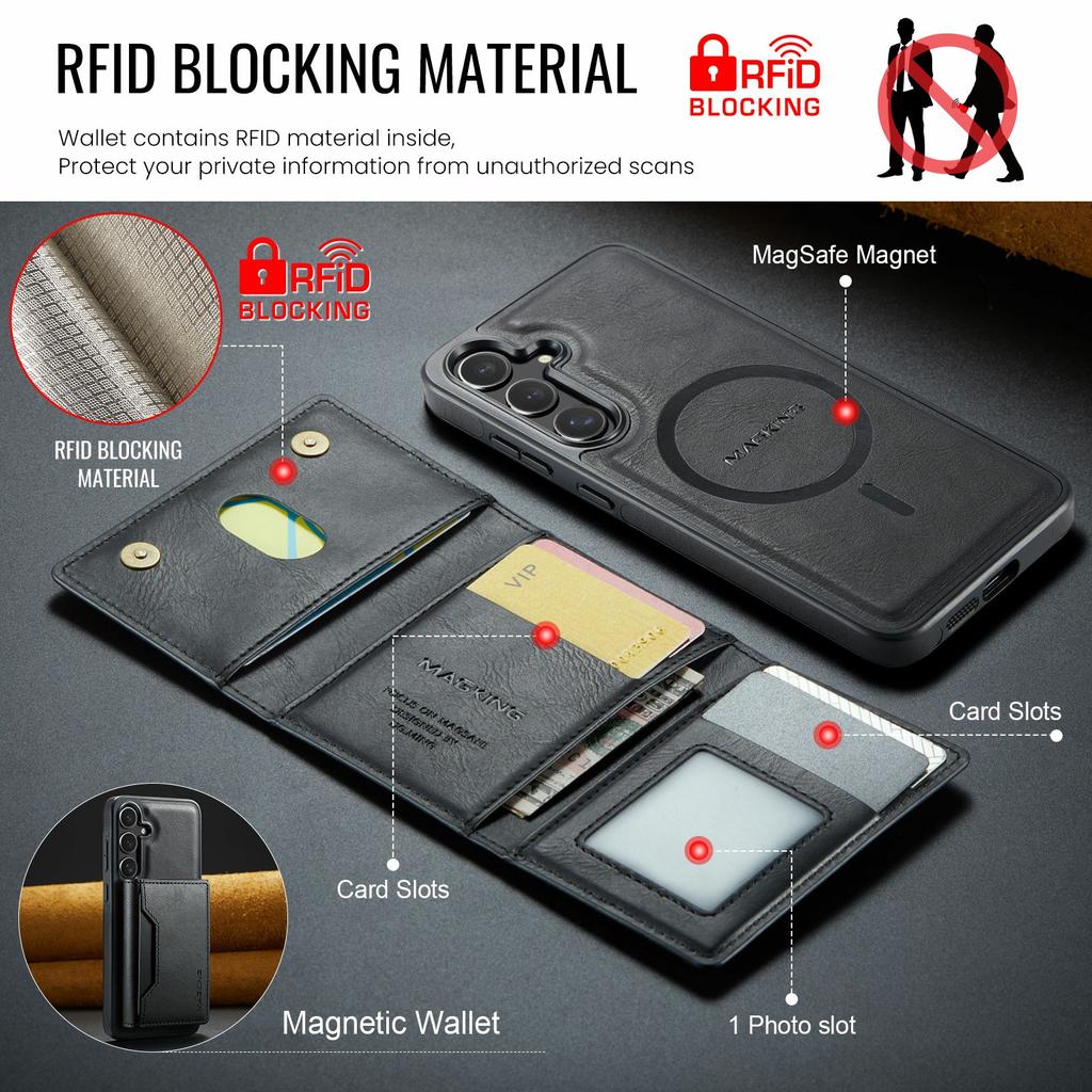 MAGKING K2 Series For Samsung Galaxy S25 FE Case Compatible with MagSafe PC+TPU+PU Phone Cover