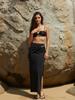 2026 Spring/Summer Fashion Three-Piece Set Women Black Bikini Top High Slit Maxi Skirt Set Two Piece Swimsuit Cover Up Elegant Beachwear Vacation K305