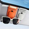 Sunglass Holder For Car Sun Visor, Magnetic Leather Vehicle Eyeglass Hanger Clip, Automotive Interior Glasses Card Organizer
