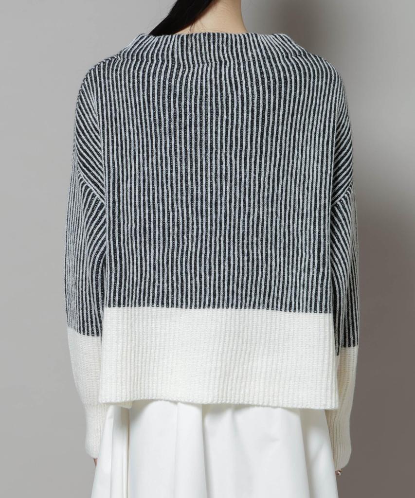 Nano Universe Shadow Stripe Knit Size Size Pullover, Women's, F, 110, Blue, 673-5222303