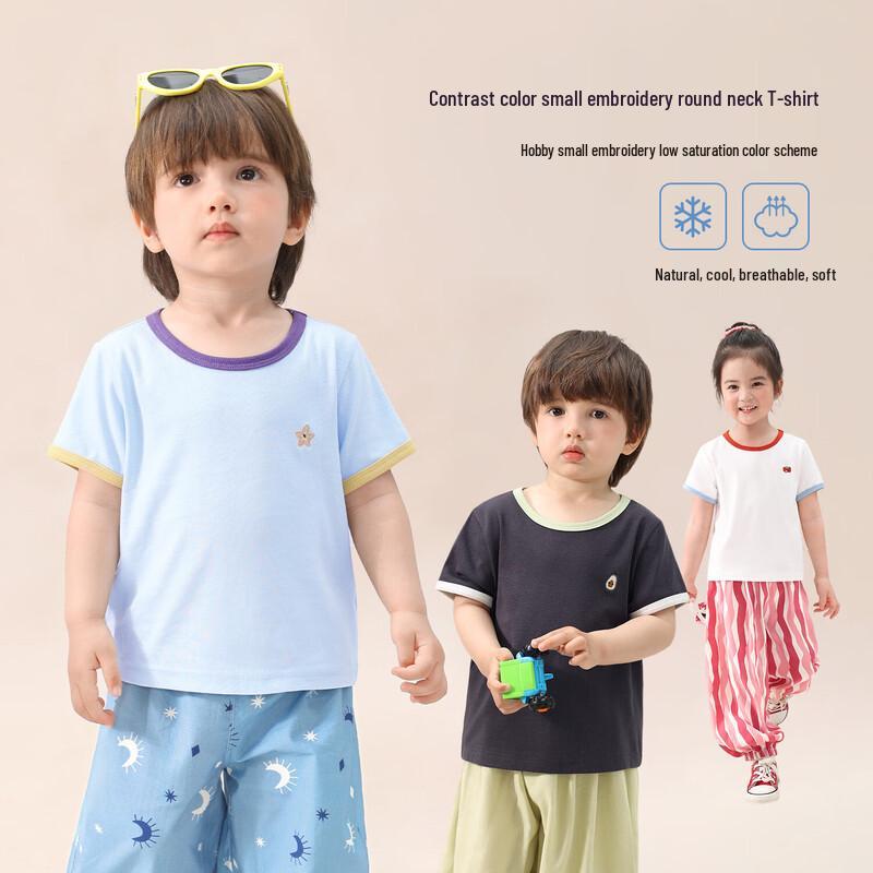 

LUSON Дышащая круглая горловина, короткий рукав, футболка для младенцев и малышей 90