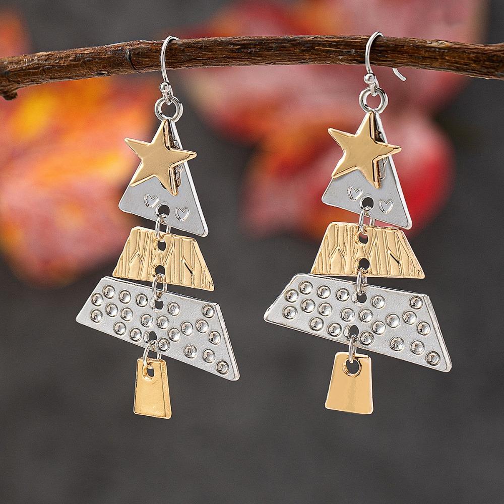 European Style Christmas Tree Earring Zinc Zinc Alloy Xmas Tree Ear Drop  New Year