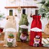 Kreatives Weihnachts-Weinflaschen-Set, goldenes Samtkleid, Weinflaschenhüllen, Ärmel, Weihnachtsmann, Schneemann, Weihnachten, Neujahr, Tischdekoration
