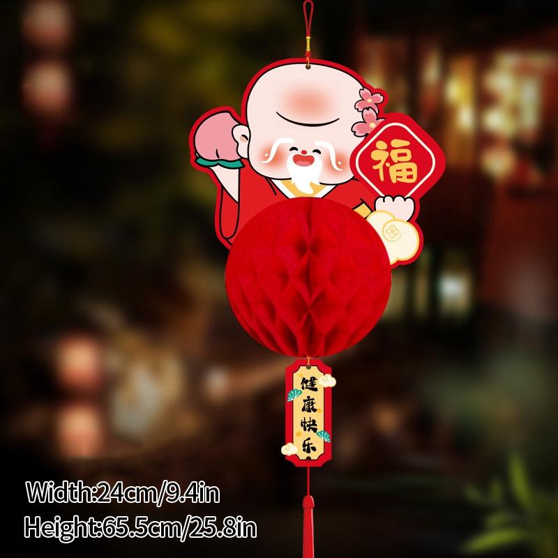 Chinese New Year Red Paper Lantern 2025 Paper Honeycomb LanternsChinese Spring Festival Ornament New Year Hanging Pendants