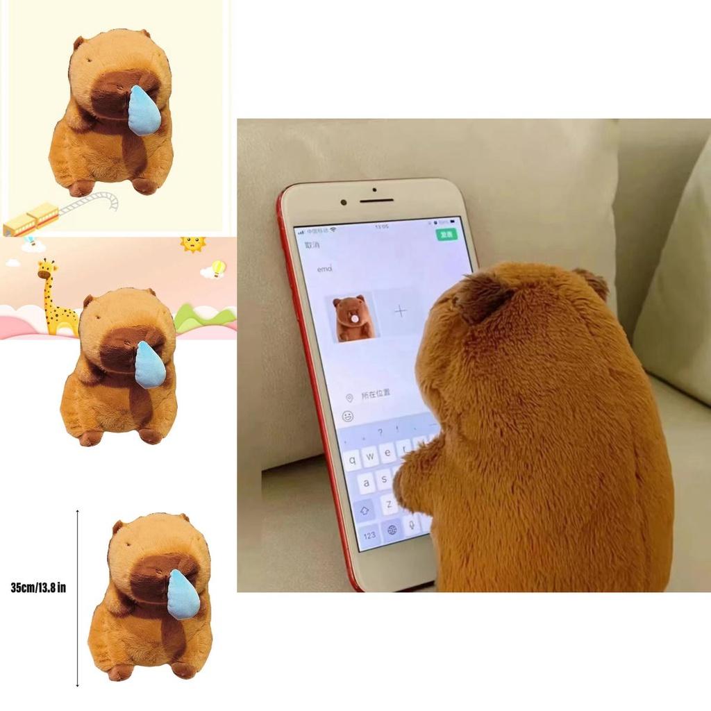 Cute Nose-picking Capybara Plush Toy Pullable And Vibrating Pendant With Cartoon Character 35cm