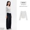 Spicy Girl Square Neck Slimming Long Sleeve T-shirt for Autumn/Winter
