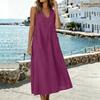 Sleeveless V Neck Midi Dress with Pockets Loose Fit Casual A Line Dress for Women Lightweight Summer Sundress