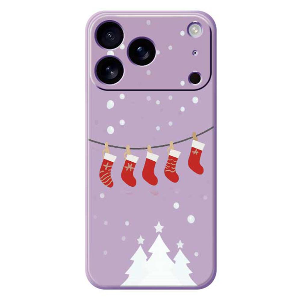 For iPhone 17 Pro Case Christmas Stockings Pattern Printing Straight Edge TPU Phone Back Cover