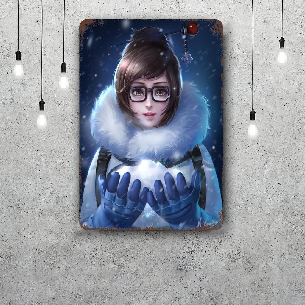 Mei Overwatch Vintage Metal Tin Signs Posters Decor Retro Metal Plaque Wall Art Decor for Garage Bar