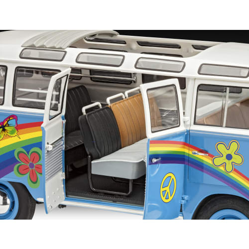 German Revell 1/24 Volkswagen T1 Samba Bus Flower Power Plastic Model 07050