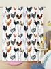 Set Of 2 Colorful Rooster Hen Pattern Printed Curtains Window Decorations Home Room Curtain Made Polyester