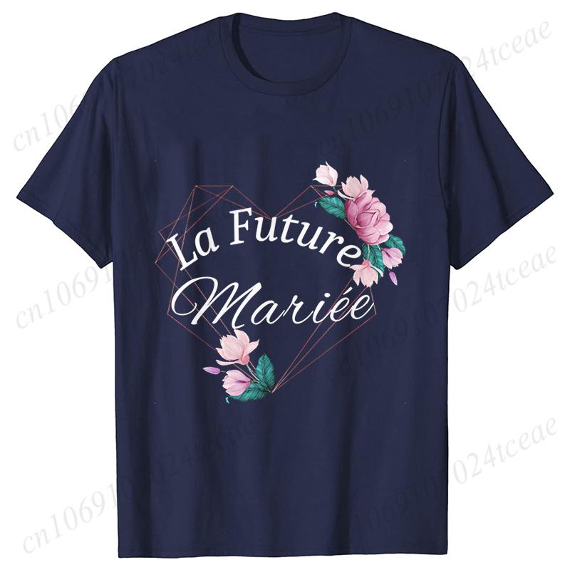 French Team Bride Squad T-shirt Flower Graphic Bridal Shower Wedding Tops Women Bachelorette EVJF Party Blouses Bridesmaid Tees