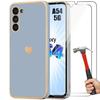 Case for Samsung Galaxy A54 5G - Blue - Shockproof - Ultra Thin - Golden Heart Pattern - Luxury