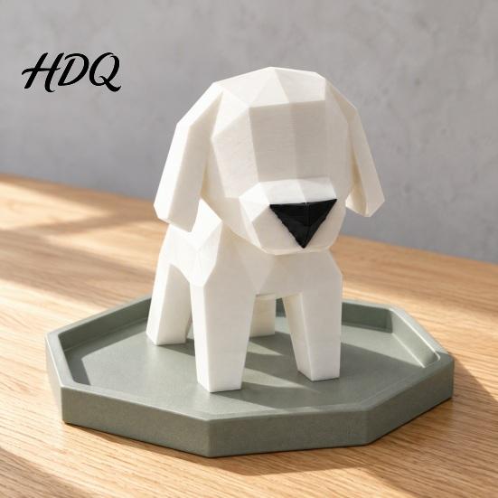 Modern Desk Accessories 3D Printed Geometric Puppy Figurine Minimalist Dog Statue Creative Animal Crafts Cute Artistic Sculpture for Home