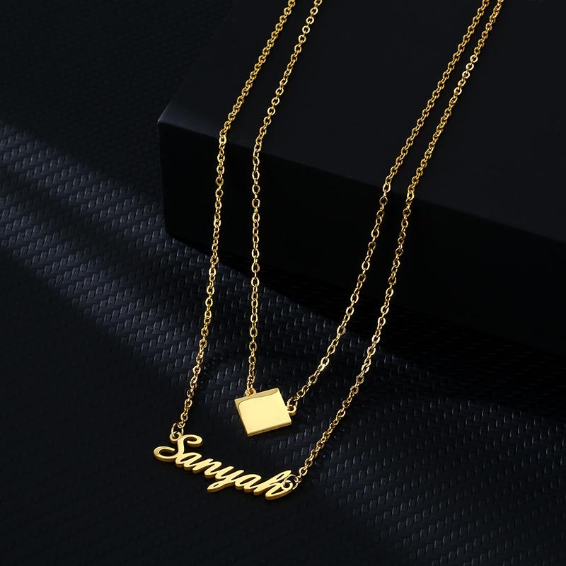 Fashion Stainless Steel Jewelry Heart and Name Pendant Necklace Custom Name Necklaces Set for Women Girls for Friend Gifts