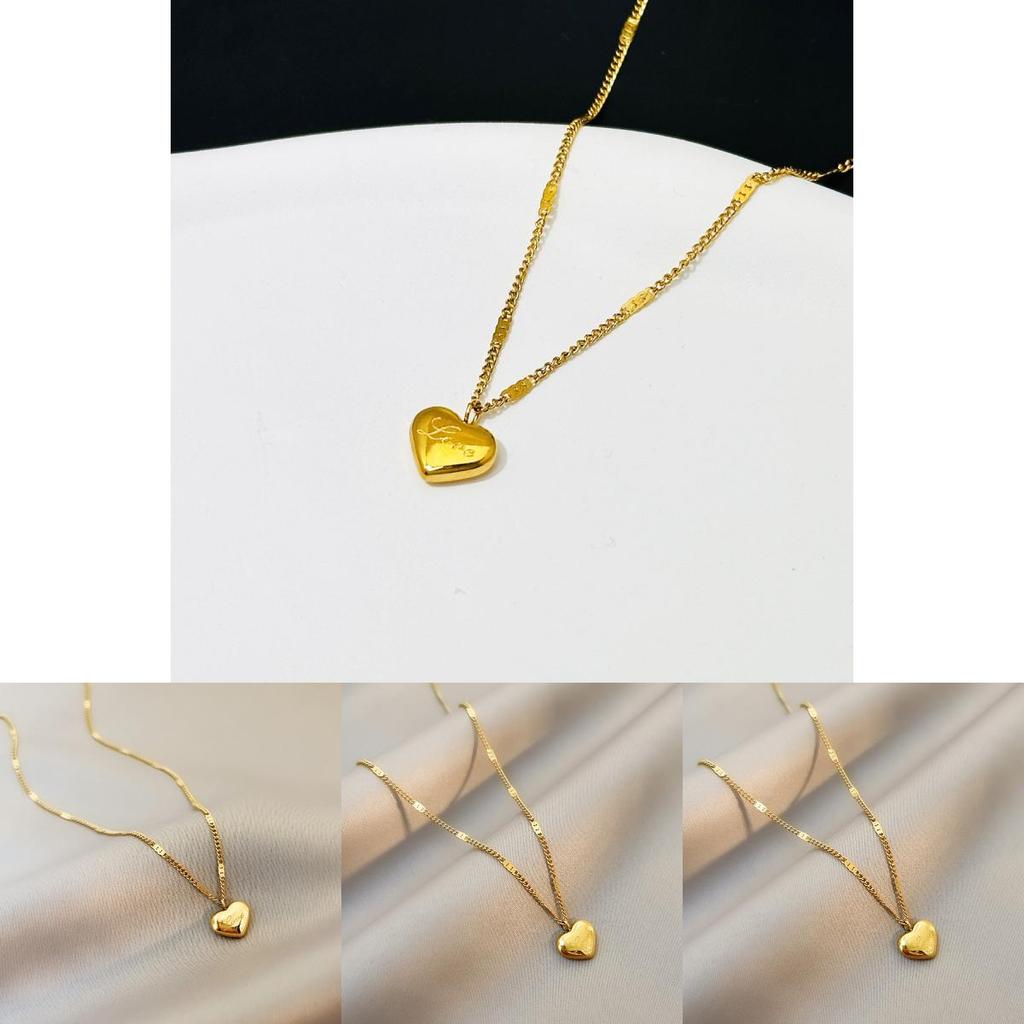 Fashion Titanium Steel Love Heart Pendant Necklace With Alphabet Charms For Women And Men