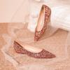 Flash Glitter Pointed Toe Wedding Flats Shallow Comfy Slip on Party Shoes Woman Bling Bling Sexy Femme Loafers Moccasins