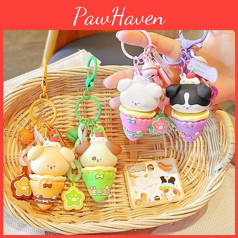 Cute Resin Puppy Candy Cone Cartoon Keychain Pendant For Backpack And Gift
