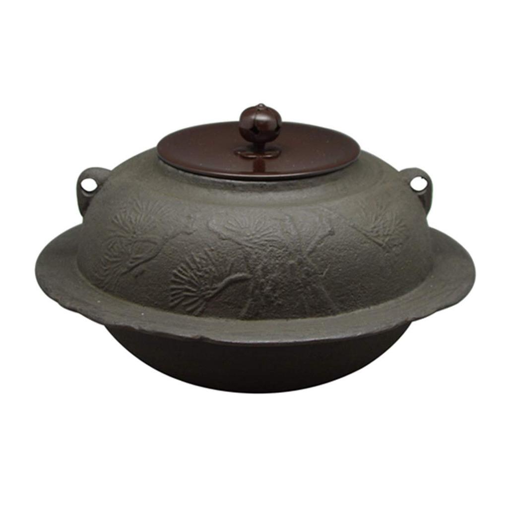 Itousyouchuzou Tea Diameter X Height Standing Kettle with Old Pine Pattern Kettle, Brown, Size 23.8cm 14.8cm,