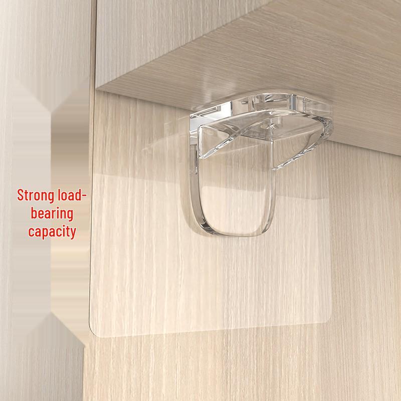 Multi-layer Adhesive Wall-Mount Storage Rack with Transparent Hooks for Bathroom