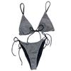 Bikini Set Bandage Lesklá dvoudílná sada plavek pro ženy Sexy špagetová ramínka
