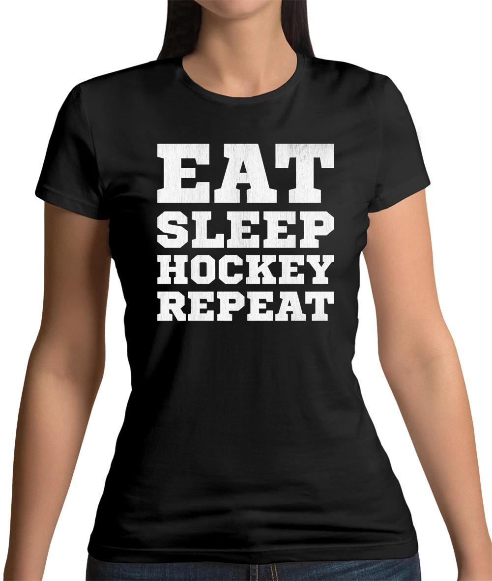Eat Sleep Hockey Repeat Womens T-Shirt - Field - Grass - Sport - Team - Gift S