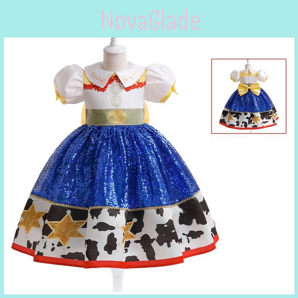Elegant European Style Cosplay Toy Story Turquoise Princess Dress For Girls