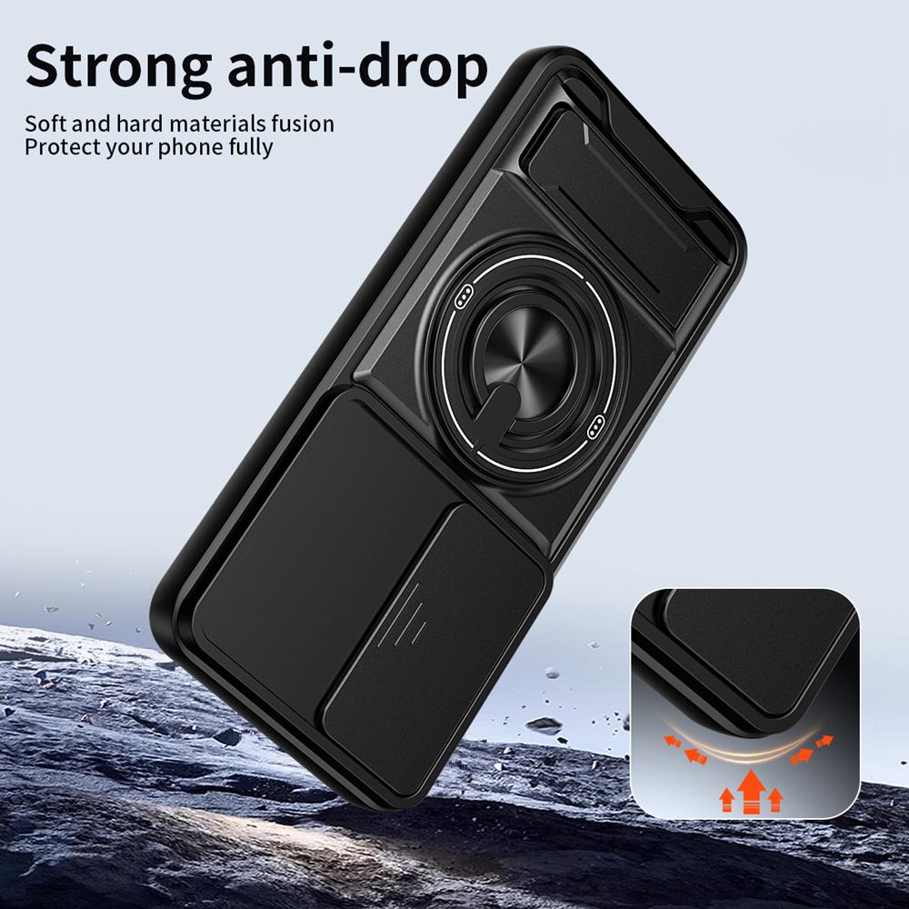 KEYSION Magnetic Phone Case for VIVO Y21d Y31 5G Y19S Pro Slide Camera Protection Upright Kickstand Ring Shockproof Back Cover