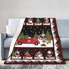 Red Truck Christmas Fleece Throw Blanket Nordic Merry Christmas New Year Blanket for Home Outdoor Super Warm Plush Thin Quilt
