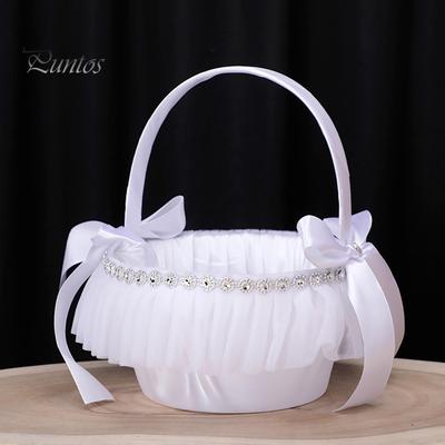 Innovative Portable Exquisite Workmanship Hand Flower Basket Feather Design Wedding Bridesmaid Flower Basket Scene Layout Prop