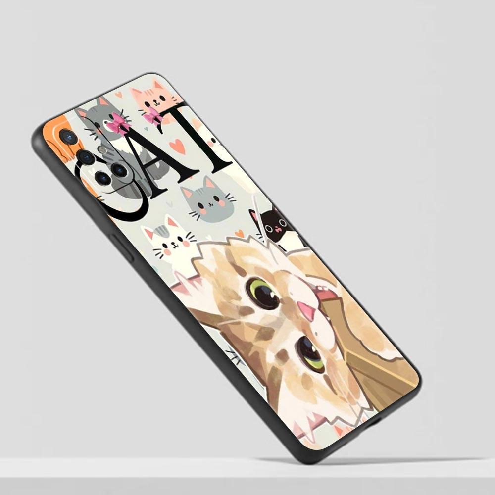 Phone Case For Oneplus 13R 13 12 10T 11 R10 Nord N100 N200 N10 9 9R CE 2 3 Z Pro Lite Soft TPU Cover Abstract Creative Cat Line