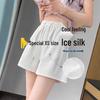 Women's High-Waist A-Line White Silk Shorts - Summer 2025 Collection, Petite Wide-Leg, Casual Sporty Style