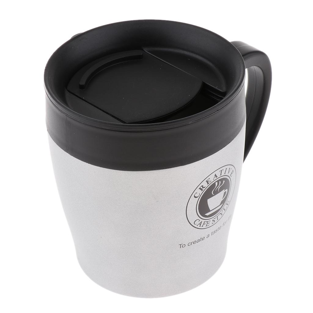Insulated Travel Mug Coffee Cups with Spoon Food Grade Stainless Steel Water Bottle 350ml