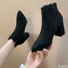Women's Warm Boots Fashion Mid Heel Autumn New Style Side Zipper Suede Tip Versatile Comfortable Coarse Heel Women's Shoes